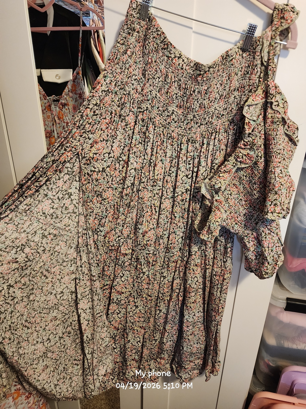 NATURAL LIFE Floral Midi Dress in Pink, Green, Black - Picture 2 of 5